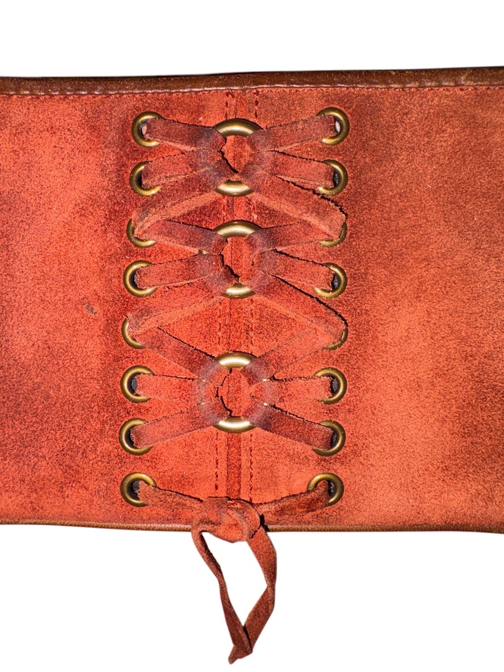 Coach Vintage Y2K Corset Laced Wristlet In Rust suede & brown leather.  7139 - Picture 5 of 10